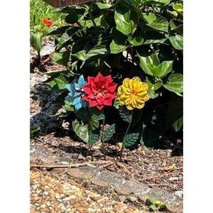 6 Pack Flower Garden Stakes Outdoor Metal Garden Decor